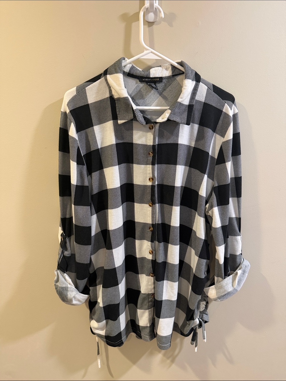 Robert Louis Black & White Plaid Top